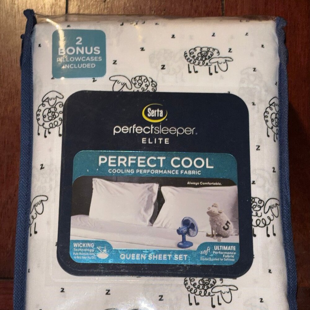 6-pc Serta Perfect Sleeper Elite Prochill SLEEPING SHEEP Queen Size Sheet Set - Picture 3 of 7